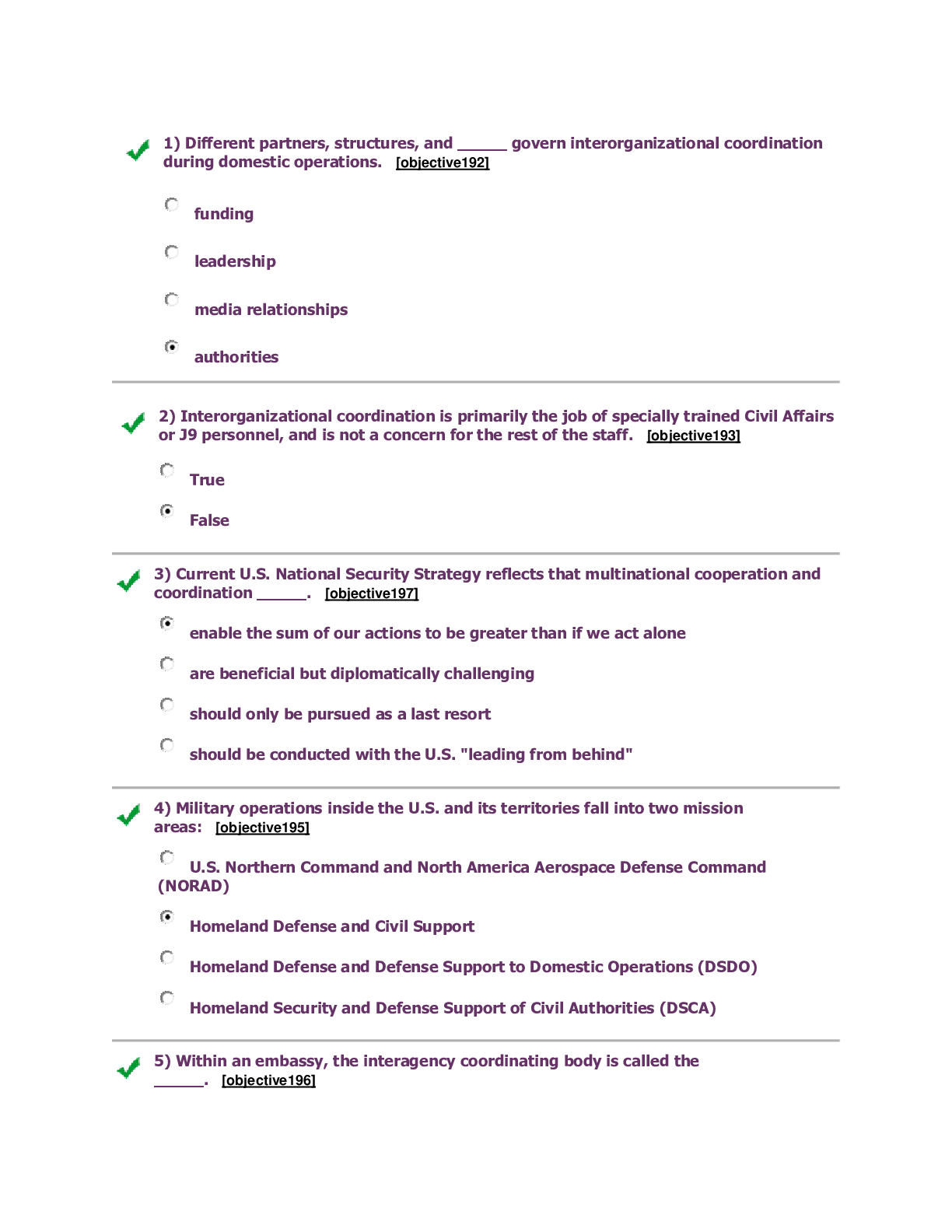 Preview image of SEJPME Module 11 - Interorganizational Coordination and Multinational Considerations Post Test document